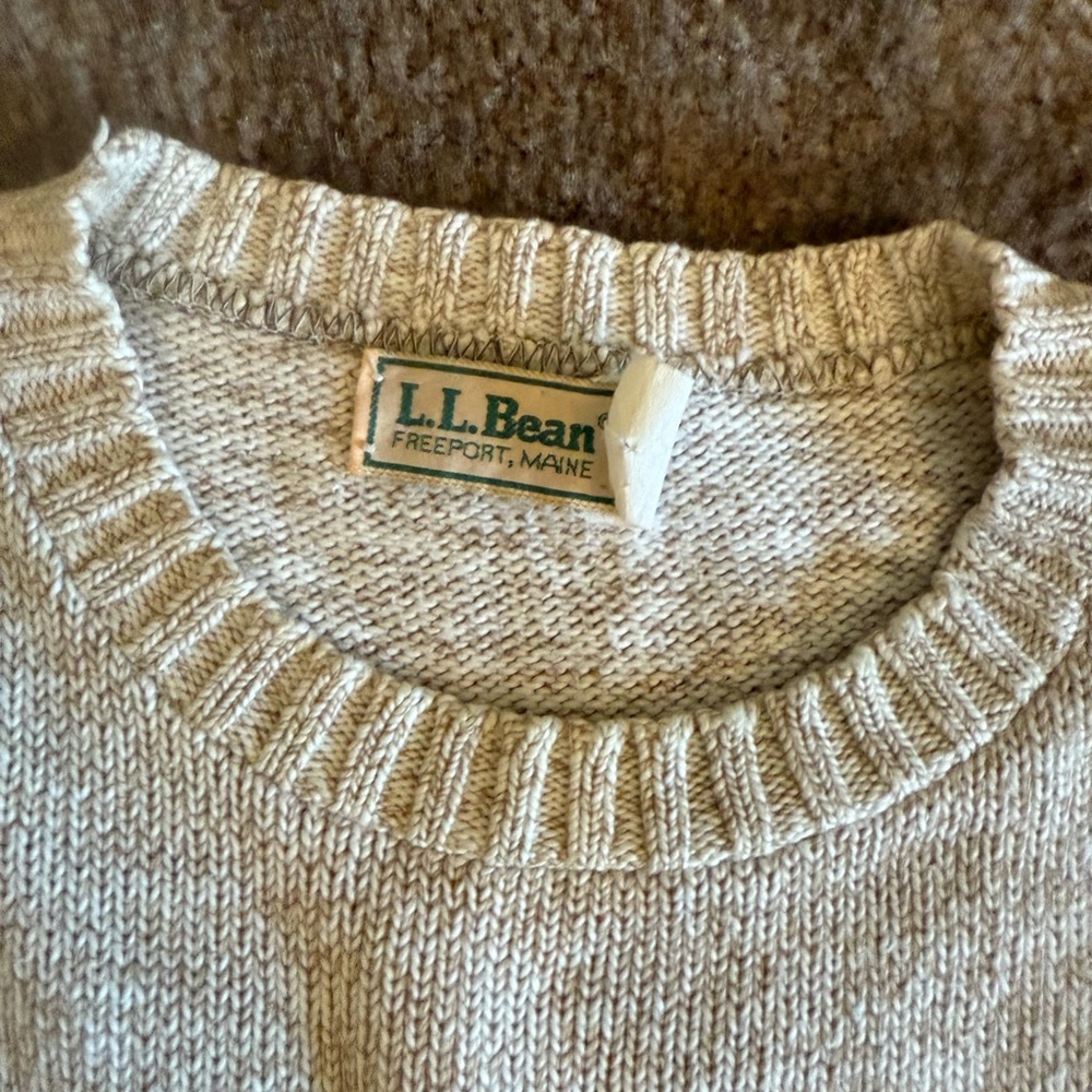 Vintage L.L. Bean Beige /cream Knit cotton sweater - unisex - Picture 2 of 8